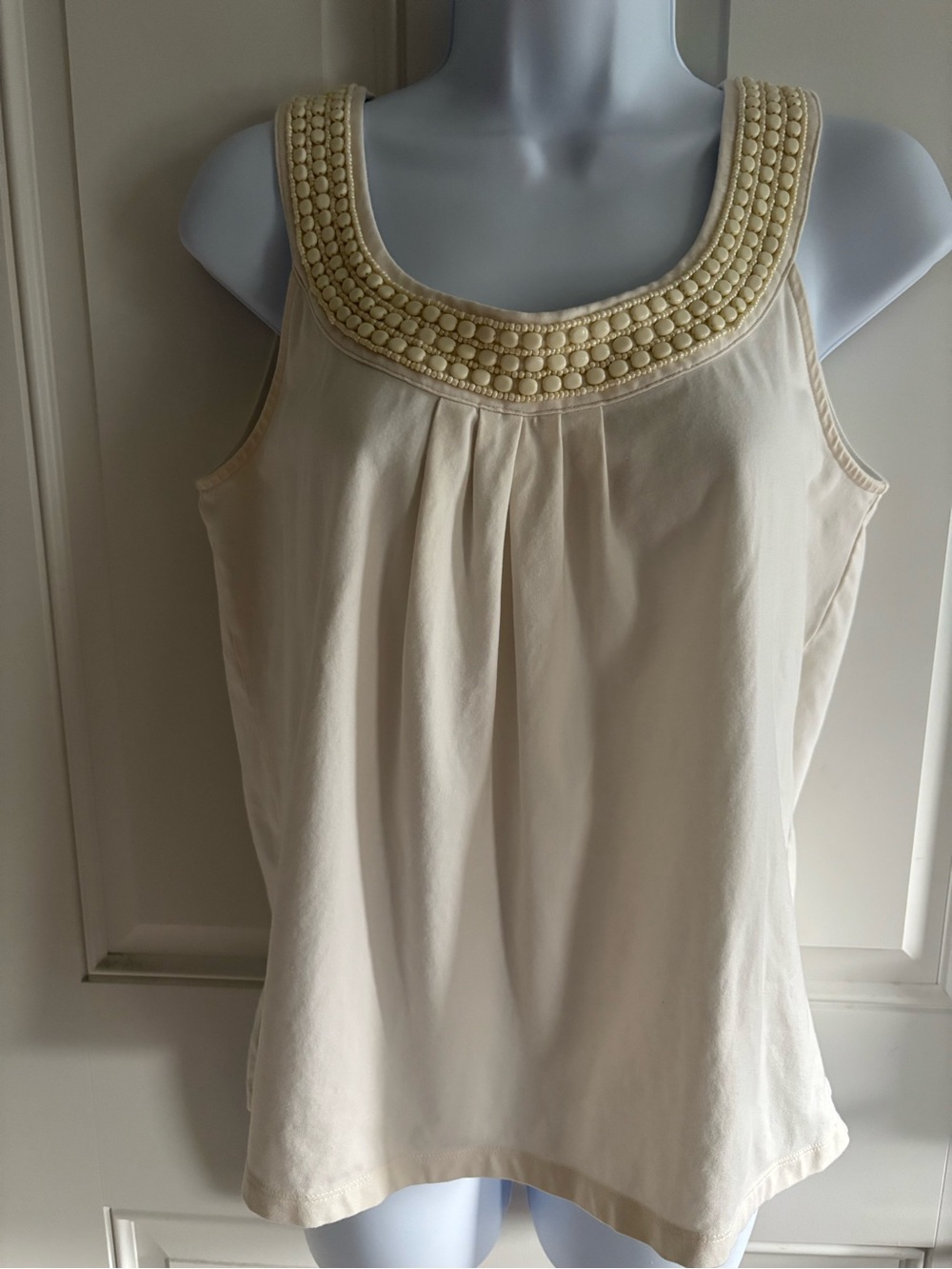 Talbots Cream Beaded Scoop-Neck Tank